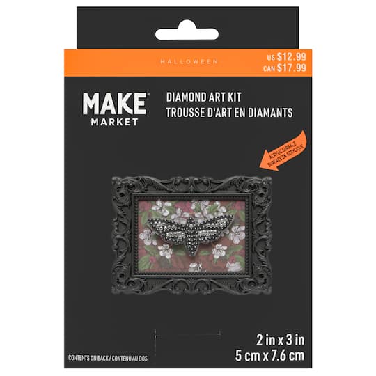 2" x 3" Moth Acrylic Surface Diamond Art Kit with Frame by Make Market®